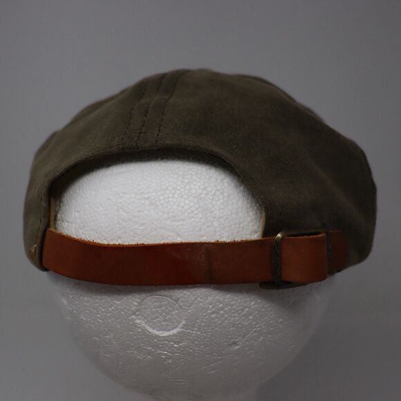 Vtg Filson Cap Dark Tan Khaki Oil Tin Cloth Leather Strap Patch - Picture 3 of 6